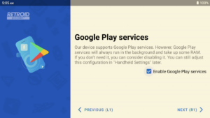 Retroid Pocket 3 Plus Wizard 5 Servicios de Google