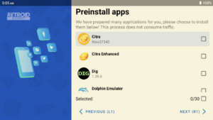 Retroid Pocket 3 Plus Wizard Forudinstallation af apps