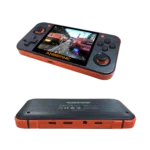 DroiX RetroGame RG350 Retro Gaming Handheld Console   Black showing Front and Back