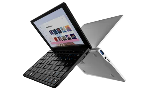 GPD Pocket 2 Celeron Edition in Amber Black displaying the new Windows 10 Light UI