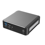 DroiX CK1 Mini PC Windows 10 NUC fino a chipset Intel Core i7, SSD PCI-E NVMe da 512 GB, 16 GB di RAM DDR4 - Parte anteriore con 2x porte USB 3.0; 2x porte USB 2.0; jack per cuffie e microfono da 3,5 mm e pulsante di accensione