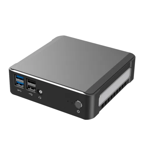 DroiX CK1 Mini PC Windows 10 NUC Up to Intel Core i7 Chipset 512GB PCI E NVMe SSD 16GB DDR4 RAM   Showing front with 2x USB 30 Ports  2x USB 20 Ports  35mm HeadphoneMicrophone Jack and Power Button