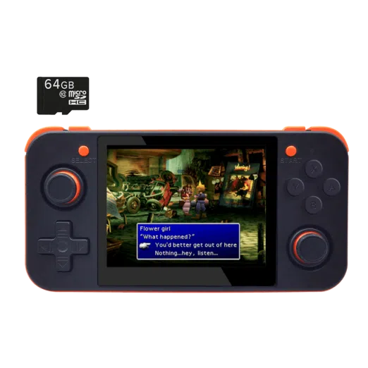 DroiX RetroGame RG350 Retro Gaming Handheld Console - Black with Included 64GB MicroSD Card
