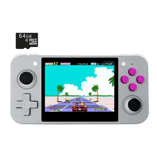 DroiX RetroGame RG350 Retro Gaming Handheld Console - Grey with Included 64GB MicroSD Card