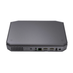 AMD T12 Windows 10 HTPC - Showing rear I/O with Power Supply Port, 2x HDMI Ports, 1GB/s LAN Port, Kensington Lock and 3.5mm Headphone Jack