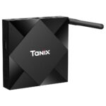 Tanix TX6X Android 10 Smart TV Box - Shown from the top with Antenna and Tanix logo