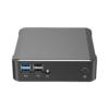 DroiX CK1 Mini PC Windows 10 NUC Hasta Chipset Intel Core i7, 512GB PCI-E NVMe SSD, 16GB DDR4 RAM - Mostrando el frente con 2x Puertos USB 3.0 ; 2x Puertos USB 2.0 ; Jack de 3.5mm para auriculares y micrófono y botón de encendido