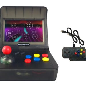 Coolbaby  RS-07 Retro Arcade Front Photo with two controllers displaying Compatible Emulators