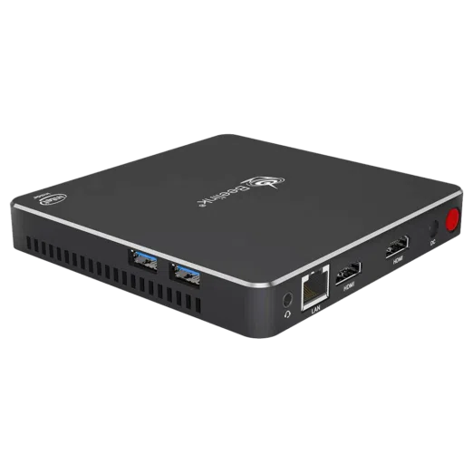 Beelink T45 Windows 10 Home HTPC Mini Computer with Intel Processor showing rear I/O of the item