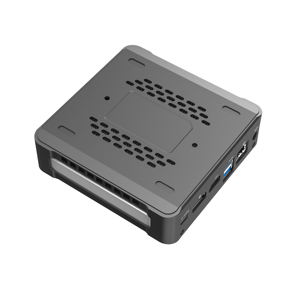 DroiX CK1 Mini PC Windows 10 NUC Up to Intel Core i7 Chipset, 512GB PCI-E NVMe SSD, 16GB DDR4 RAM - Showing bottom with Air Vents