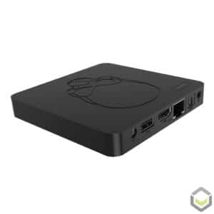 GT King by DroiX AMLogic S922X Android 9 Pie Powered TV Mini PC HTPC - Back view showcasing DC Adapter, USB 2.0 Type A Port, HDMI Port, 1GB/s Ethernet Port, SPDIF and AV Port