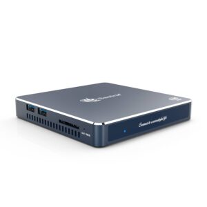 Beelink Gemini M Intel Mini PC Computer - Shown from corner with 2x USB Ports and SD Card Slot