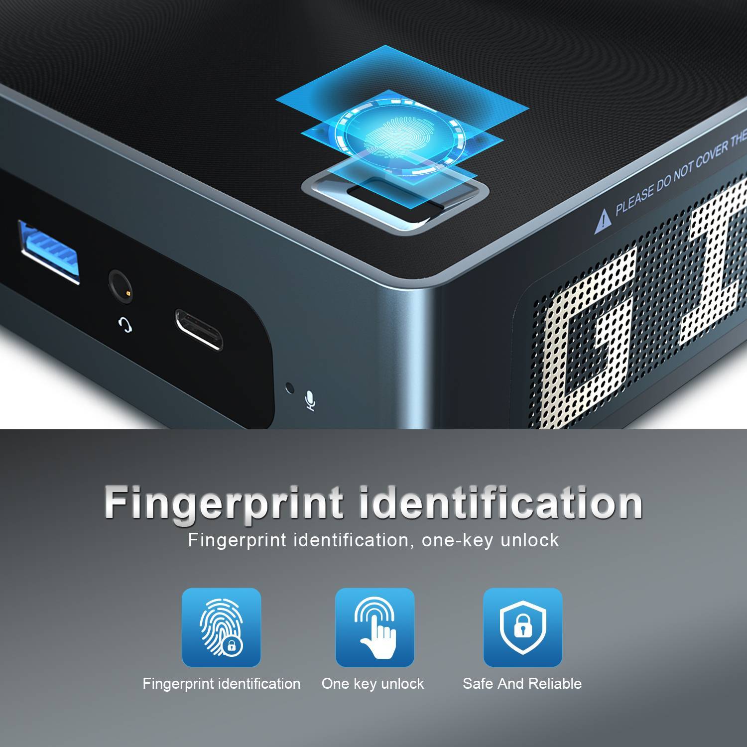 Beelink GTi 10 Windows Intel NUC Mini PC - Showing Fingerprint Feature
