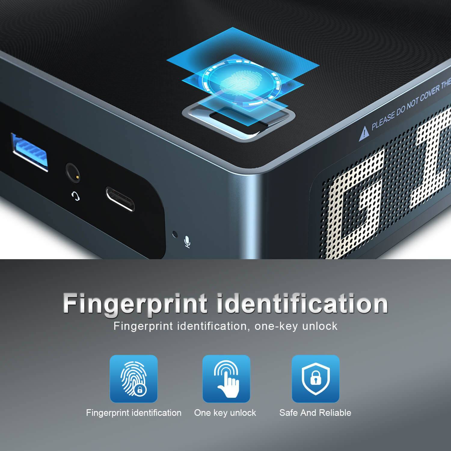 Beelink GTi 8 i5 8259U showcasing the Fingerprint Sensor