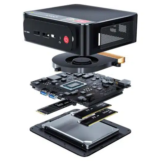 Beelink SER3 Ryzen 7 Mini PC shown with components