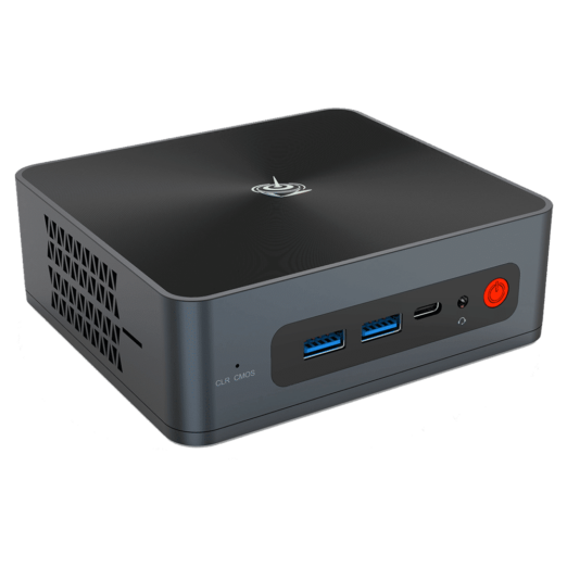 Beelink SEi 8 Windows 10 Intel Mini NUC PC   Showing from front with 2x USB Type A 30 1 Type C 1x 35mm HeadphoneMicrophone Jack