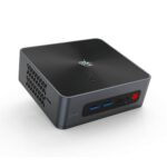 Beelink SEi 8 Windows 10 Intel Mini NUC PC - Showing from front with 2x USB Type-A 3.0, 1 Type-C, 1x 3.5mm Headphone&Microphone Jack and MicroSD card on the left side