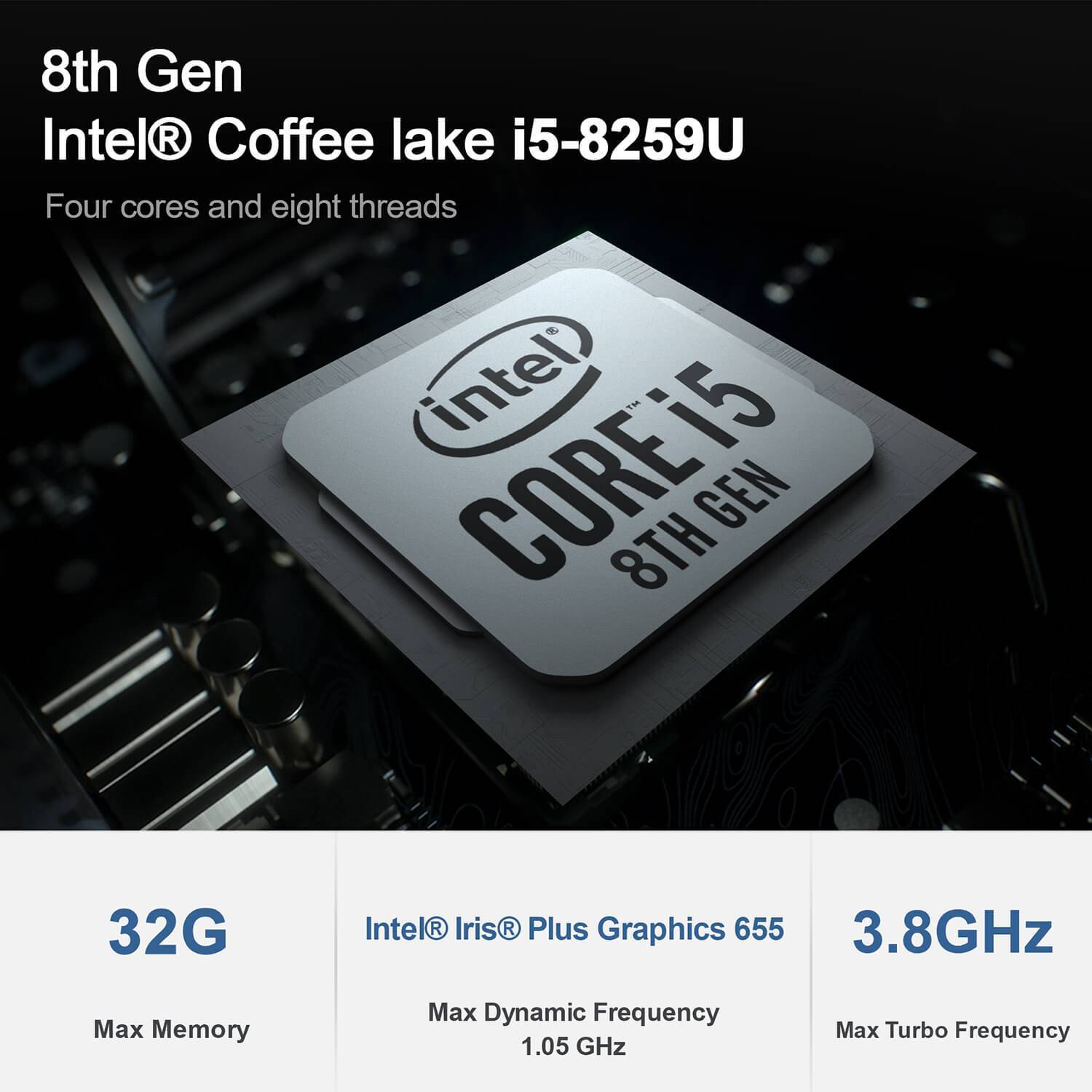 Beelink SEi 8 Windows 10 Mini PC - Showing Intel Core i5 processor specifications