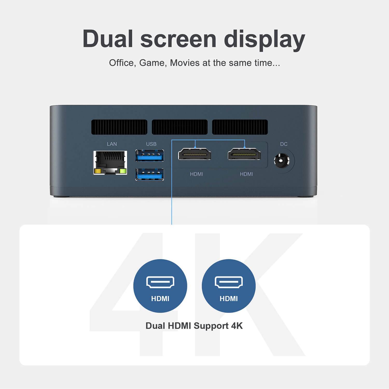 Beelink SEi 8 Windows 10 Mini PC - Showing Dual-Display output