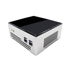 DroiX PROTEUS G4 Intel NUC Mini PC shown from the front with power button, audio output and USB 3.0 Ports