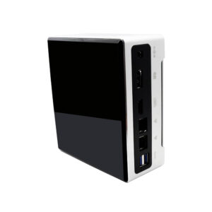 DroiX PROTEUS G4 Intel NUC Mini PC shown from the side with both top and rear i/o visible