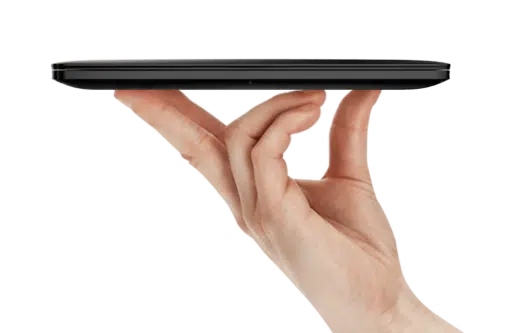 GPD Pocket 2 Amber Black Intel Core m3-8100y Ultrabook shown from the side in hand