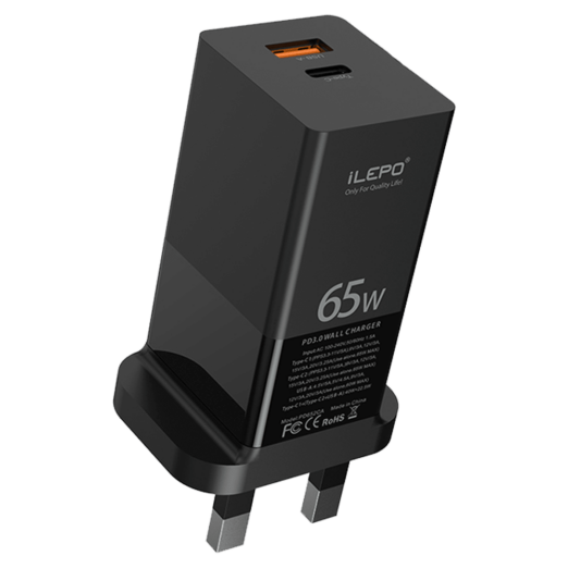 65W Power Supply for GPD WIN 3 AYA NEO and MacBook in black