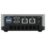 MinisForum UM250 AMD Mini PC   Showing rear IO with 2x USB Type A 30 1x DP Port 1x HDMI Port and 2x RJ45 Ports for Ethernet along with Power Port