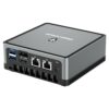 MinisForum UM250 AMD Mini PC - Muestra la E/S trasera con 2 USB tipo A 3.0, 1 puerto DP, 1 puerto HDMI y 2 puertos RJ45 para Ethernet junto con el puerto de alimentación
