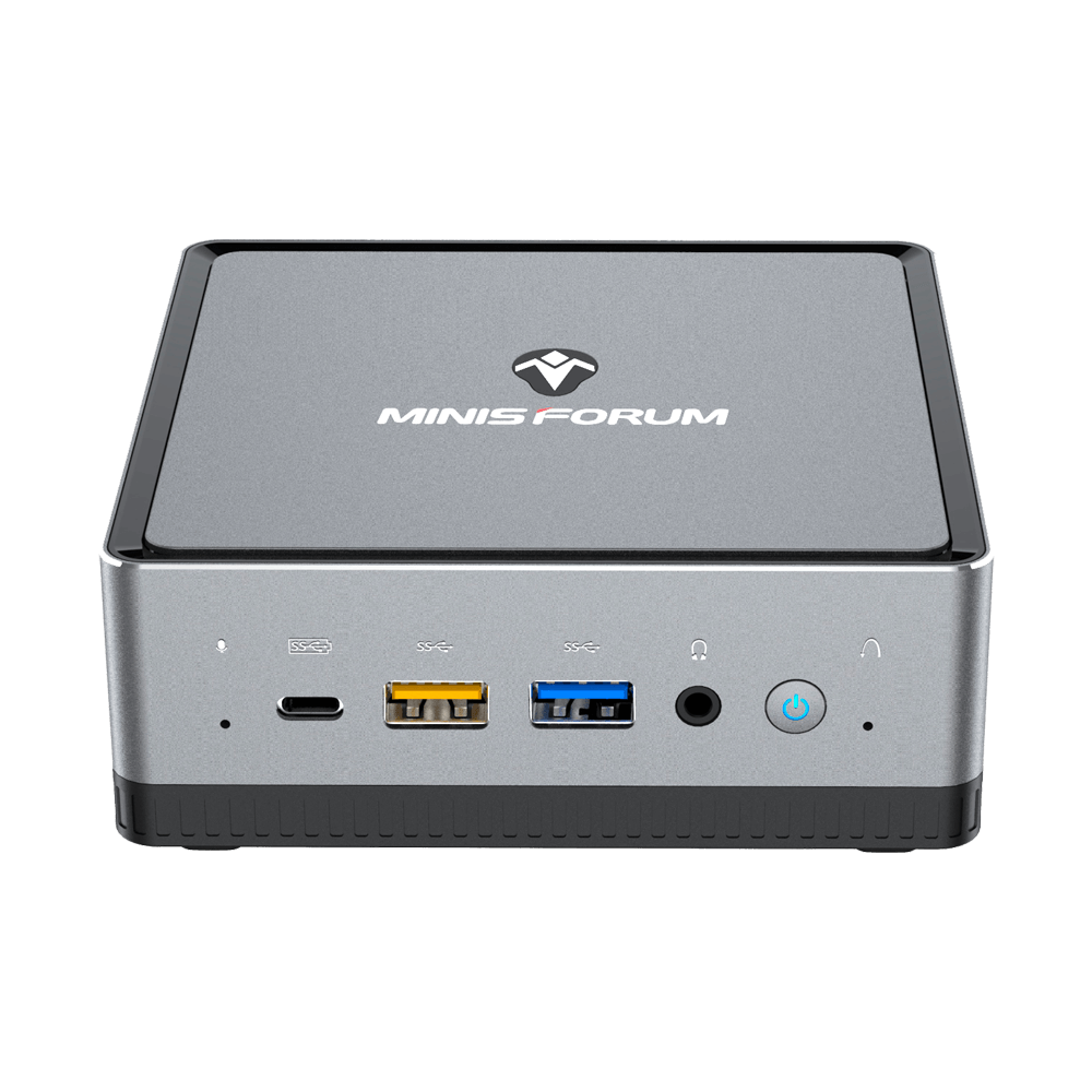 MINISFORUM DMAF5 AMD Mini PC with Ryzen 5 - Shown from the front