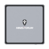 MINISFORUM DMAF5 Mini PC AMD con Ryzen 5 - Se muestra desde arriba con el logotipo de MINISFORUM