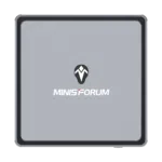 MINISFORUM DMAF5 AMD Mini PC with Ryzen 5   Shown from the top with MINISFORUM Logo