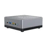 MINISFORUM DMAF5 AMD Mini PC with Ryzen 5   Shown from right side at angle with Mic In 2x USB Type A Ports 1x USB Type C Port 35mm Jack and Power Button