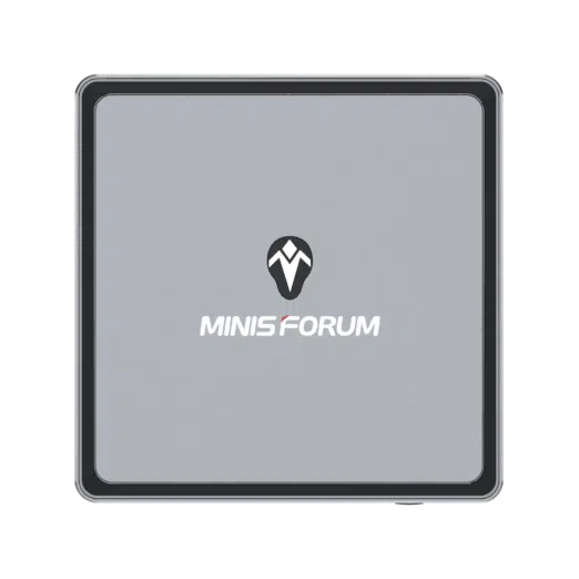 MinisForum EliteMini UM700 - Showing from the top with MINIS FORUM Logo