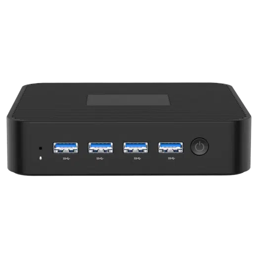 MinisForum GK41 - Shown from the front with 4x USB 3.0 Ports and Power Button