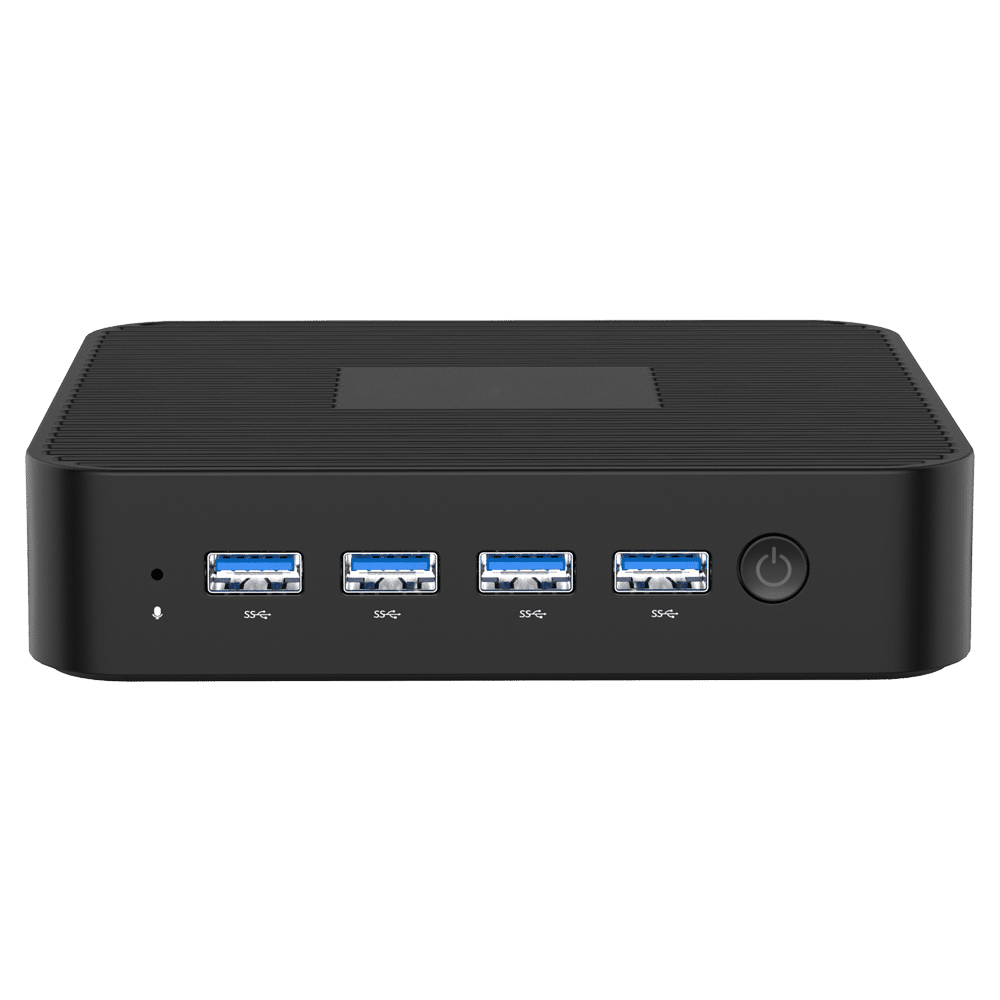 MinisForum GK41 - Shown from the front with 4x USB 3.0 Ports and Power Button