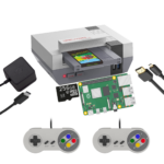 RETROFLAG NESPi 4 DIY Starting Kit for RetroPie Home Console - Showing everything included (SNES-Like Gamepads)