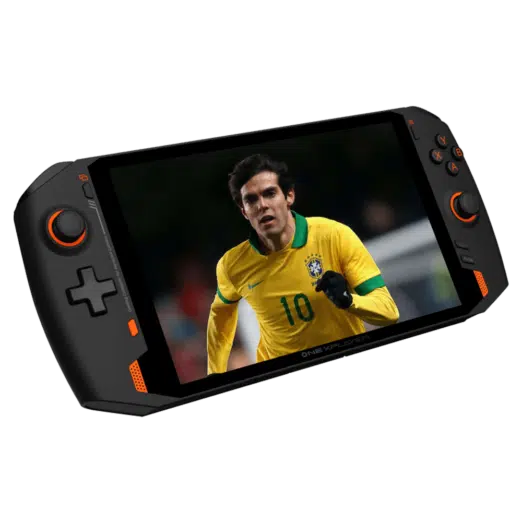 ONEXPLAYER 1S Gaming Handheld - Shown from the front playing FIFA