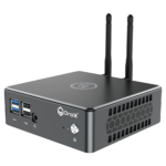 Proteus by DroiX Windows Mini PC - Shown from the front with 2x USB 3.0 Type-A, 2x USB Type-A 2.0, 1x 3.5mm Headphone&Mic combo