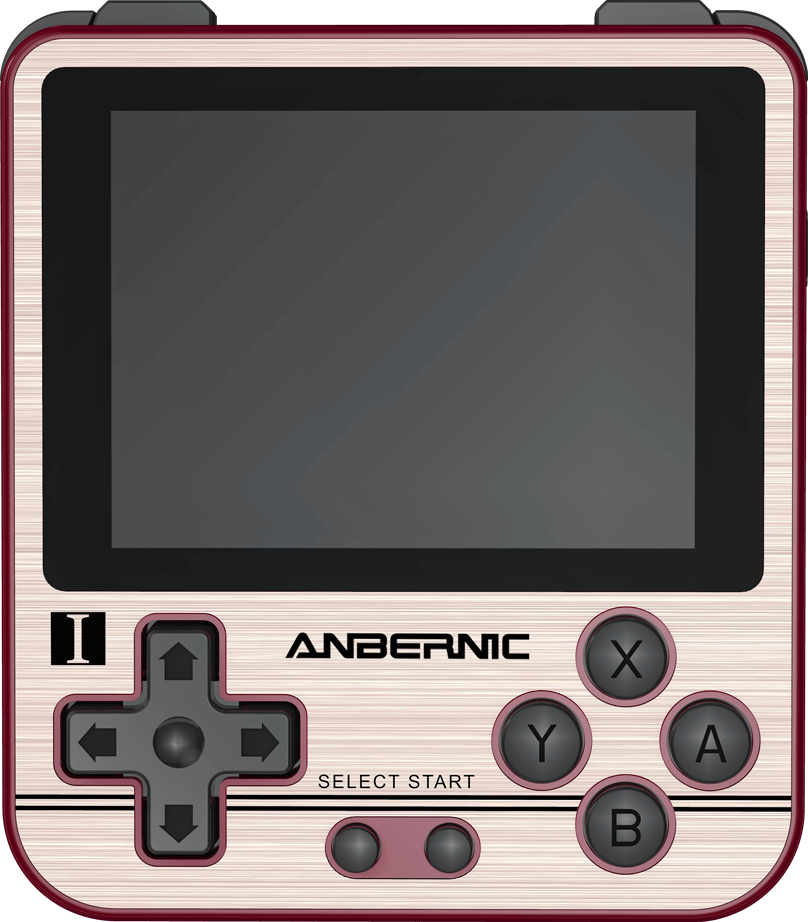 ANBERNIC RG280V Gold Retro Gaming Handheld - Showing front Buttons and Display