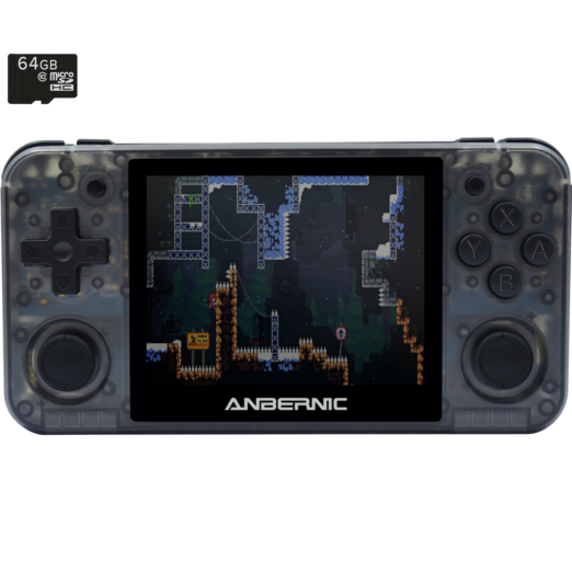 RG350P   Shown from the front playing a Retro Game