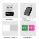 RG351PAP DROIX Global RG351P Advance Pack Showing Wi Fi Dongle and USB Converter along with Screen Protector