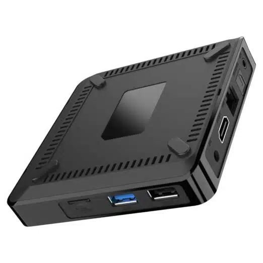 X4 PRO Digital Signage Android BOX - Shown from the Bottom tilted