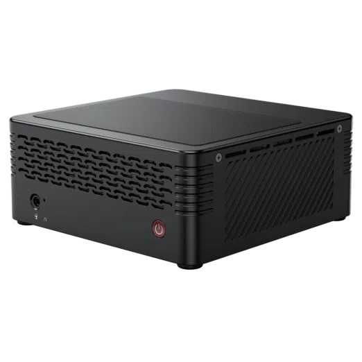 MinisForum EliteMini X400 Ryzen 5 PRO Mini Computer   Showing Power Button and 35mm HeadphoneMicrophone Jack combo