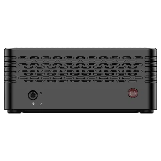 MinisForum EliteMini X400 Ryzen 3 PRO Mini Computer - Showing Power Button and 3.5mm Headphone&Microphone Jack combo