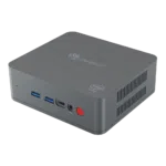 Beelink U55 Windows 10 Mini PC   Front View at an Angle showing Power Button Headphone Jack USB Type C Port and two USB 30 Ports