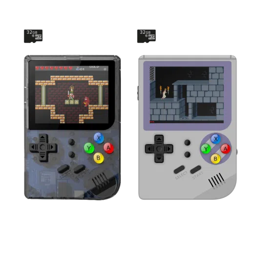 RG300 Grey and Transparent   Playing Price of Persia and Retro Game with 32GB MicroSD Card Included