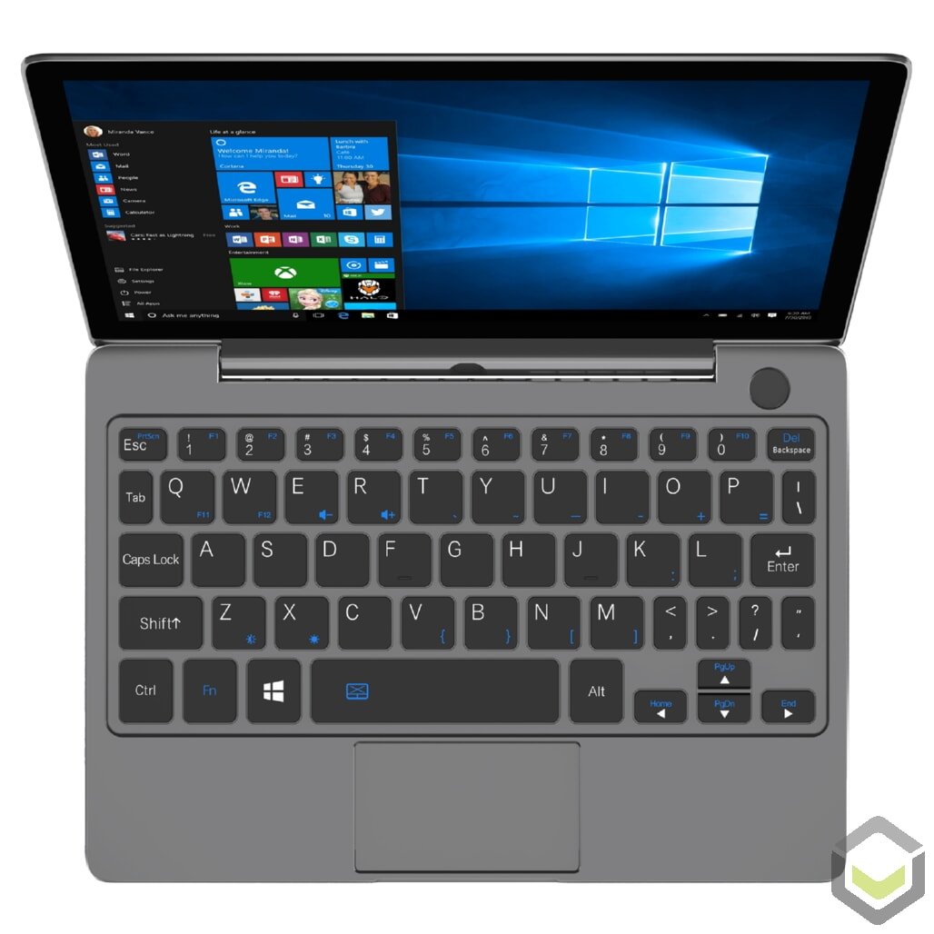 GPD P2 Max Grey Intel Core m3-8100y Windows 10 Ultrabook Portable PC - Showing Webcam, Full QWERTY Keyboard and Touchpad