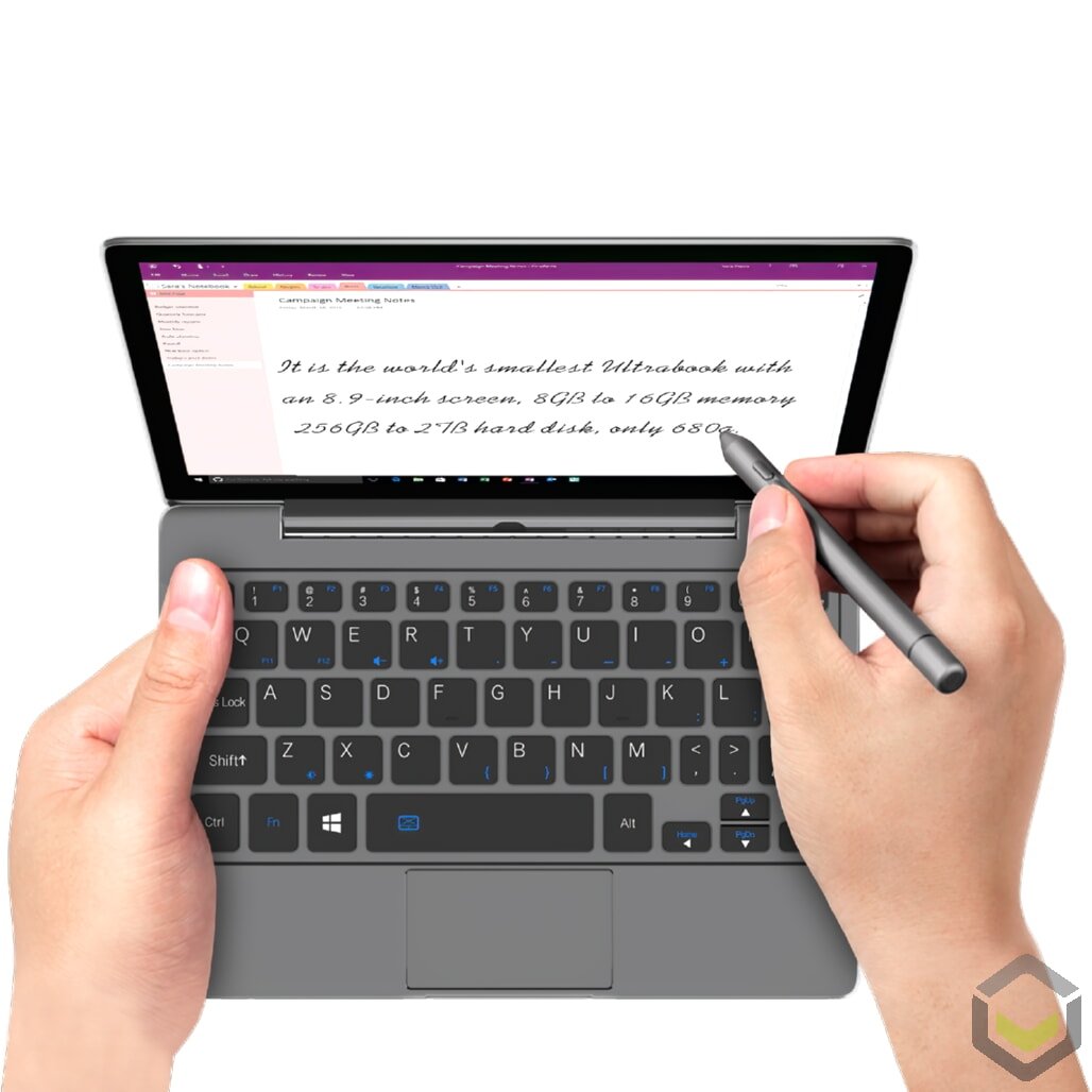 GPD P2 Max Grey Intel Core m3-8100y Windows 10 Ultrabook Portable PC - Using Touchscreen with Stylus