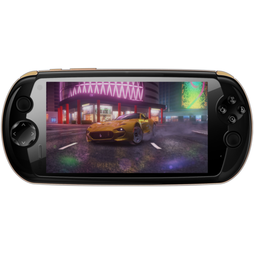 MOQi i7 Android Smartphone Handheld   Front view showing the game Asphalt 9 playing
